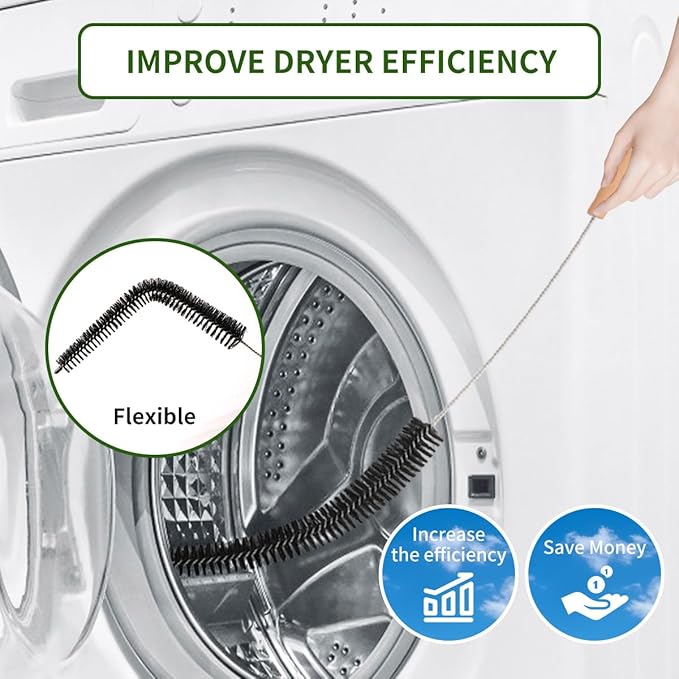 2 Pack Refrigerator Coil Cleaning Brush - 30 Inch Long Handle Dryer Lint Brush Vent Cleaner for Household Use, Duct Remover, Crevice Cleaning Brush, Washing Machine Cleaning Tools