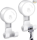 LUXEAR Suction Hooks Powerful Vacuum Suction Cup Hooks-2PACK Razor White