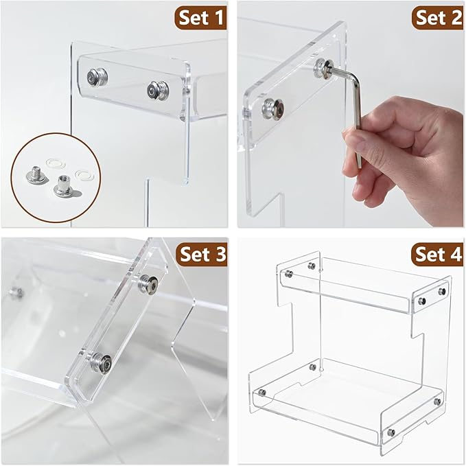 Bathroom Counter Organizer Countertop 2 Tier Storage Acrylic Corner Makeup Organizer for Perfume Stand, Vanity Holder, Dresser Tray, Spice Rack, Skincare, Coffee Bar, Room Decor (Clear)