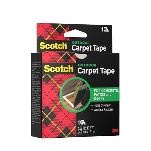 3M Scotch Double-Sided Carpet Tape 1.3 in x 40 ft – Heavy Duty Indoor/Outdoor Rug Gripper for Hardwood, Vinyl, Tile & Concrete Floors – Non-Slip Adhesive for Area Rugs and Mats - 4 Pack