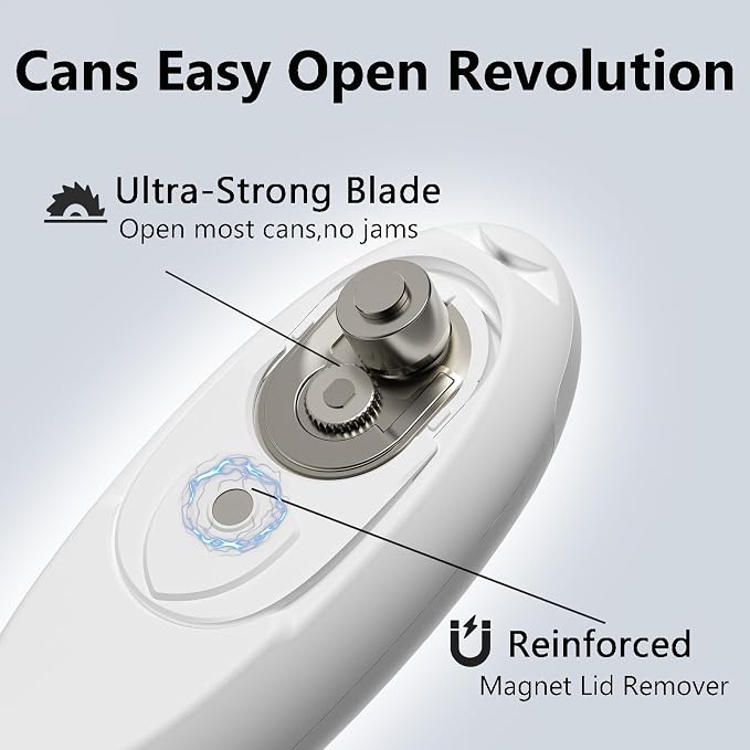 Automatic Electric Can Opener for Seniors for Kitchen:Anyone can Hands Free,One Touch Opener,Durable Blades,Rechargeable, Smooth Edge, Lightweight Small Size, Black (White)