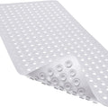 Non-Slip Bathtub and Shower Mats, Power Grip Bath Mat 35 x 16.3 Inch with Suction Cups and Drain Holes for Tub Bathroom Floor Safety, Machine Washable Soft Bathmat, White
