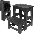 Folding 2-Step Stool for Adults Kids Non-Slip Collapsible Portable Step Stool for Kitchen Home Toilet Bedroom Office Bathroom Rv,Holds 300 Lbs(Black)