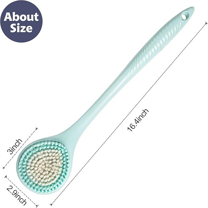 BEDELITE Back Scrubber for Shower, Soft Bath Brush Long Handle for Men & Women(16.4 Inches), Anti Slip Body Scrubber Exfoliator for Cleaning(Blue)
