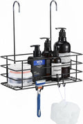 Shower Caddy Hanging Shower Orangizer Stainless Steel Shower Rack with Hooks Over The Door, Shampoo Basket Storage (Black)