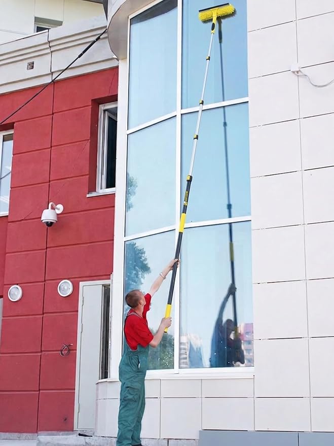4.5-18ft Commercial Grade Extension Pole - Ultimate Reach for Large Buildings & Pro Use - Maximum 24ft Total Reach with Secure Lock System