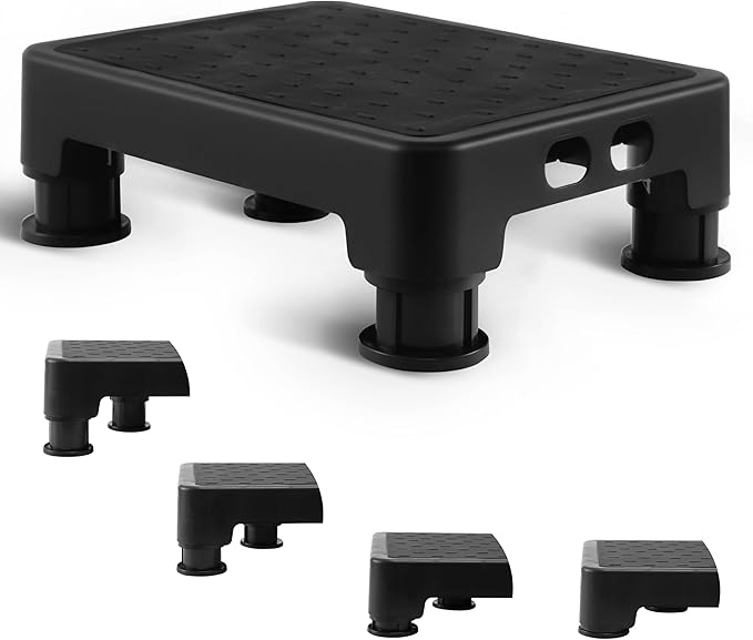 COOL-ANGLE Adjustable Step Stool for High Beds & SUV - Non-Slip Mobility Platform for Seniors, 650lbs Capacity, 3 Heights (3.4"-5"), Wide Safety Base for Car & Bath, 16.5"x12.6", Black