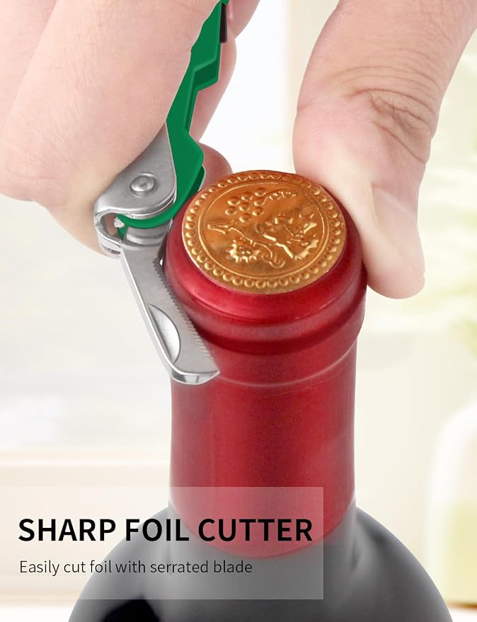 CORKAS Wine Key - Professional Handcrafted Heavy Duty Waiter Corkscrew, Compact Wine Opener with Double Hinged, Foil Cutter and Bottle Opener, Gifts for Servers, Sommelier, Bartenders - Dark Green