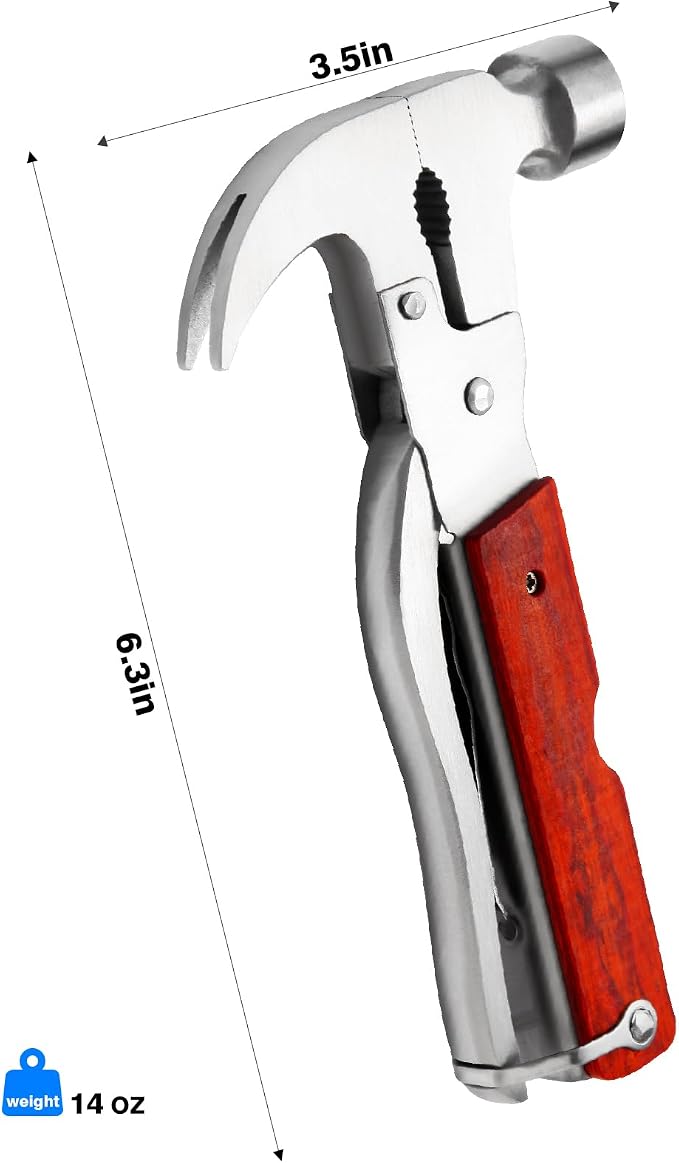 Multi-Purpose Outdoor Tools, 16-in-1 Camping Accessories, Hammers, Pliers, Bottle Openers