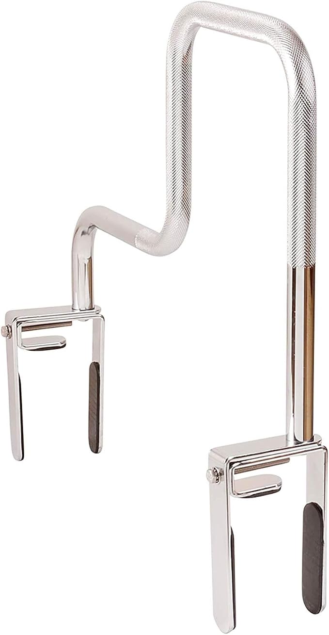 DMI Chrome Plated Adjustable Grab Bars for Bathtub and Showers for Seniors, Rust-Resistant Safety Rail with Textured Non-Slip Handle, 250 lb Capacity, Brackets Fit 3.3" - 5.8” Tub Walls