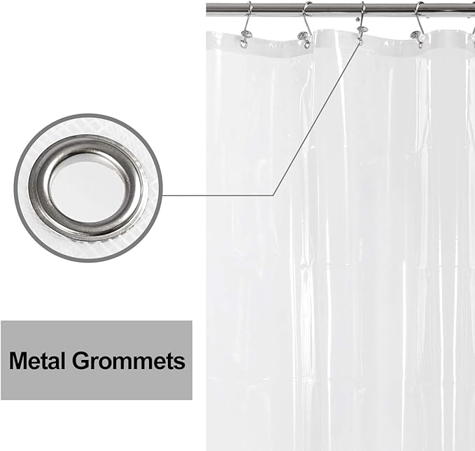 Barossa Design Narrow Shower Curtain Liner with 3 Magnets - 36" x 78", Waterproof PEVA Shower Liner for Small Long Bathroom Stall, PVC Free, Metal Grommets - Clear, 36X78