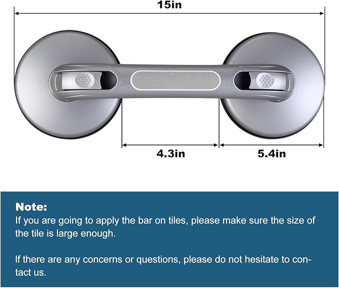 Shower Handle Shower Grab Bars for Bathtubs and Showers,Strong Hold Suction Cup Grip Grab,Bath Handle Heavy Duty Grab Bars for Handicap Elderly Seniors Bathroom（Silver Grey）