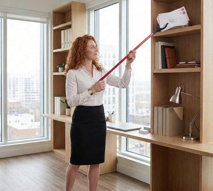 Red Aluminum Reacher Grabber with Magnetic Tip, Set of 2