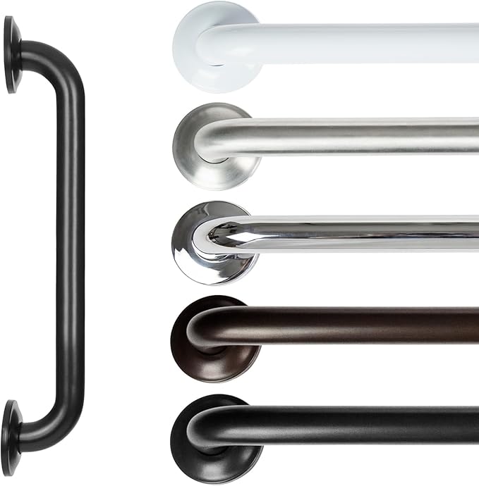 Vive Grab Bar for Showers - Bathroom Antislip Handrail for Seniors, Elderly Assistance Product, Heavy Duty Shower Handles, Handicap Grab Bars, Stainless Steel, Multipurpose, 440 lbs (Black)