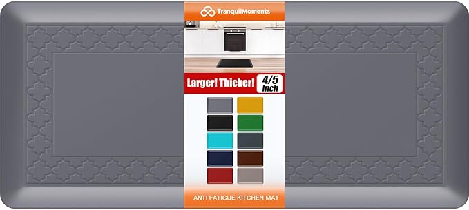 4/5 Inch Thicker Kitchen Mats for Floor Non-Slip Anti Fatigue Comfort Mat Waterproof Kitchen Rug for Sink, Office,Home Stain Resistant Standing Desk Rugs-17.3"x 39", Grey