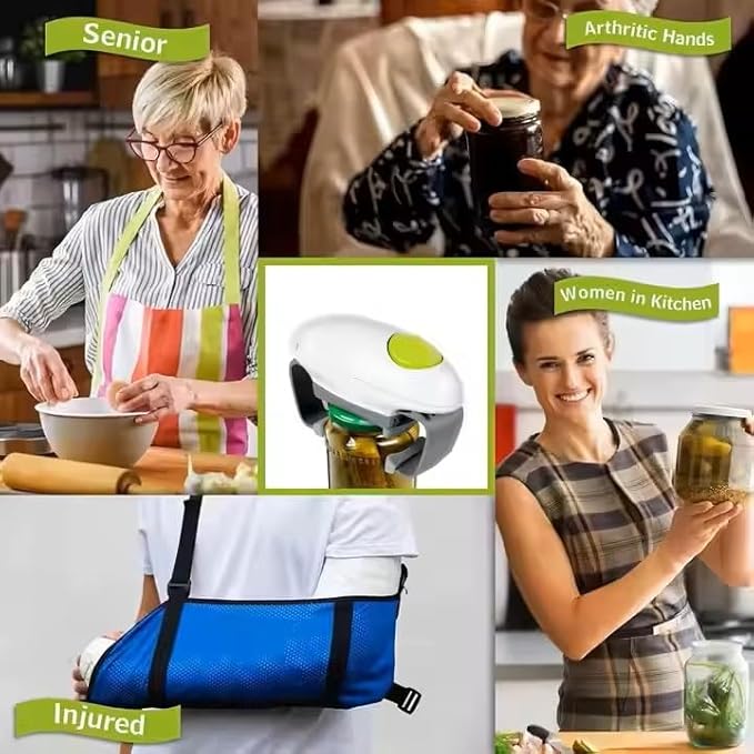 One-Touch Automatic Electric Jar Opener – Hands Free Smooth Edge Kitchen Can Opener Higher Torque & Strong High Quality