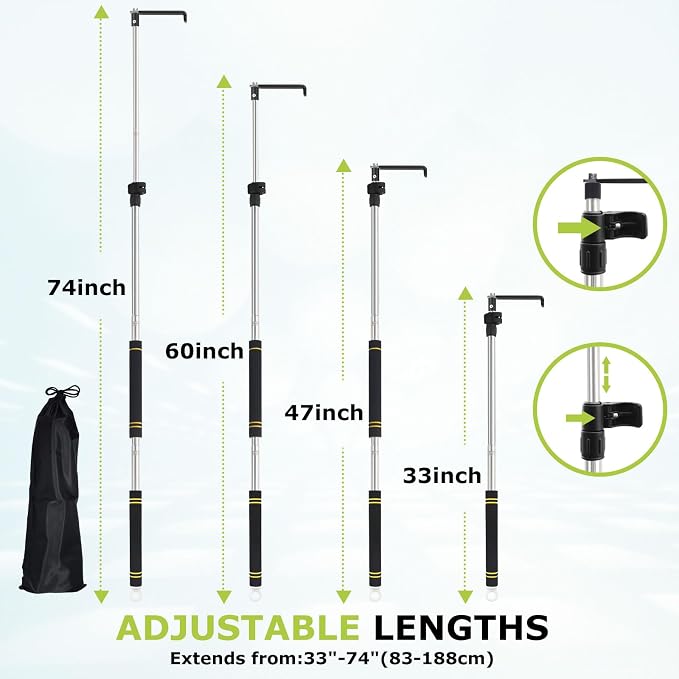 Bed Buddy Truck Tool,Cargo Grabber Pickup Truck Bed Thickened Stainless Steel Telescopic 33-74inch wear-Resistant complimentary Storage Bag Professional Cargo Grabber Reach Retriever Tool