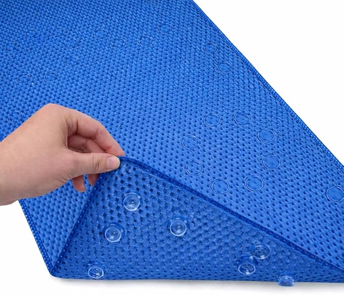 Bathtub Mat Non Slip, Bath Mat for Tub Non Slip, Tub Mat Extra Large 36 x 17 in, Bathtub Mat with Suction Cups & Drain Holes, Soft Foam, Machine Washable, Blue