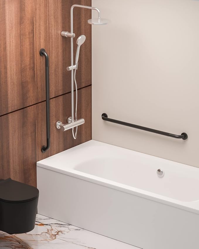 2 Pack 36 Inch Anti Slip Shower Grab Bar Oil Rubbed Black 1.25" Diameter,Munzong Bathroom Grab Bar, Knurled Bathroom Balance Bar,Safety Hand Rail Support Handicap Elderly Senior Assist Bath Handle
