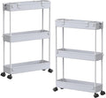 SPACELEAD 2-piece Set Slim Storage Cart 3 Tier,Bathroom Organizer Rolling Utility,Mobile Shelving Unit Slide Out for Office, Kitchen, Laundry Room & Narrow Places