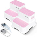 COOSEYA 2 Step Stools for Kids,Toddler Step Stool for Bathroom Sink,No-Slip Double up Stepping for Toddlers Bathroom, Multifunctional Toilet Potty Stool for Kids,Toilet Potty Training(2 Packs)（Pink）