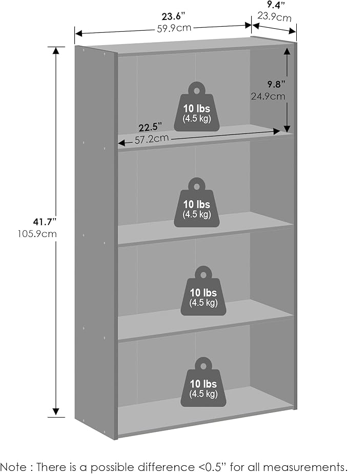 Furinno Reed Closet Organizers and Storage, 4-Tier Closet Organizer, Open Shelf Closet Storage, for Wardrobe, Bedroom, Living Room, Espresso