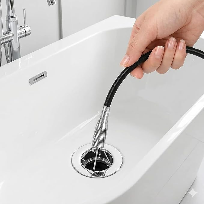 Flexible Drain Clog Remover Tool, Extra Long Plumbing Snake Hair Catcher with 4-Prong Grabber Claw, Heavy-Duty Spring Reacher for Kitchen Sink, Bathroom Tub, Sewer & Dropped Items (63 inch)