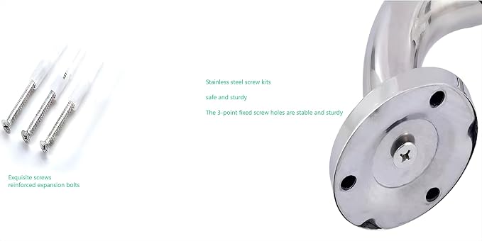 24" x 27.55" Toilet Support Rail Toilet Grab Bar, 304 Stainless Steel Shower Safety Handrail - Anti-Slip Bathroom Support Bar for Elderly, Disabled, Pregnant Women 1.25’Tube