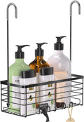 YUOROS Hanging Shower Caddy, Over the Door Shower Organizer Rack 304 Stainless Steel Rustproof Bathroom Storage Shampoo Holder Basket (Black)