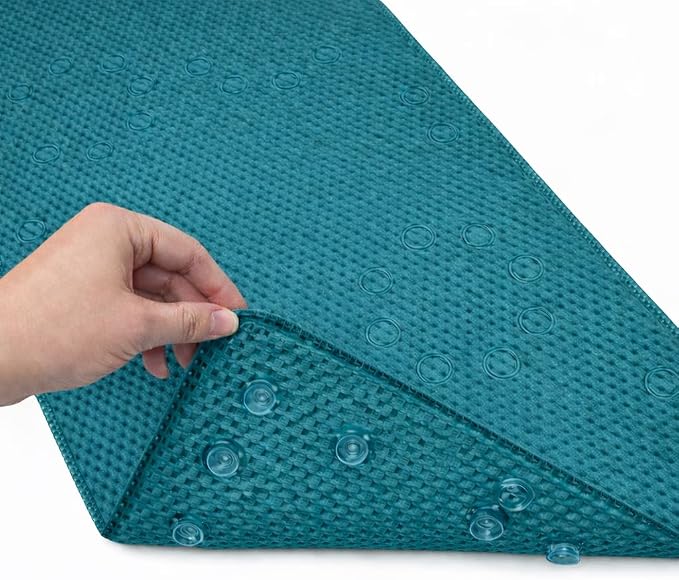 Bathtub Mat Non Slip, Bath Mat for Tub Non Slip, Tub Mat Extra Large 36 x 17 in, Bathtub Mat with Suction Cups & Drain Holes, Soft Foam, Machine Washable, Ocean Blue