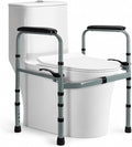 Toilet Safety Rails for Seniors, Foldable Stand Alone Toilet Safety Frame with Adjustable Handles, Freestanding Bathroom Rail for Easy Sitting & Standing, Fits Standard & Elongated Toilets, 350 lbs