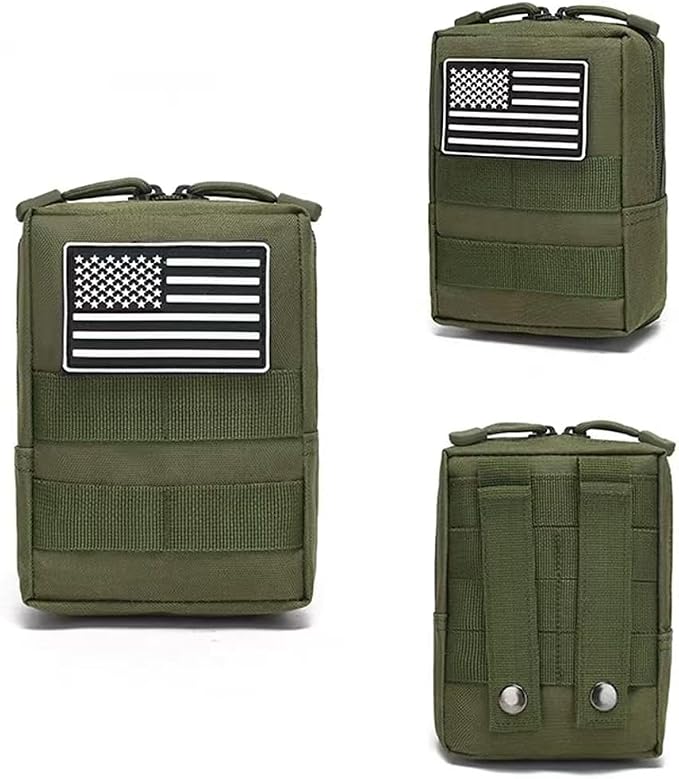 2 Pack Tactical Molle Pouches Small Molle Utility Pouch Small Tactical Accessory Bag Belt Pouches Vest Pouch Compact Water-Resistant EDC Pouch with Flag Patch