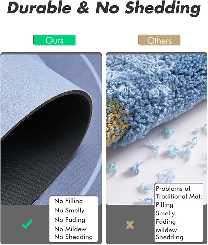 MontVoo Bath Mat - Non Slip, Quick Dry, Stain Resistant Bath Mat Rug for Bathroom Floor - Easy Care Shower Rug for Outside Bathtub - 17"x27" Navy