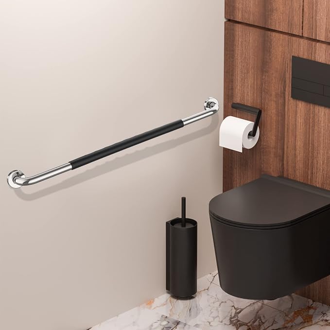 36 Inch Shower Grab Bar w/Anti Slip Rubber Grip, Munzong Stainless Steel Bathroom Grab Bar, Chrome Bathroom Balance Bar,Safety Handrail Support,Handicap Injury Elderly Senior Assist Bath Handle