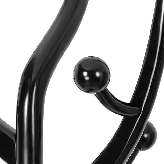 Bekrvio Coat Rack Freestanding Coat Tree with Sturdy Round Base, Unique Coat Hanger Stand, Heavy Duty Standing Coat Rack Clothes Stand for Winter Jacket, Hat, Entryway/Hallway/Bedroom, Black
