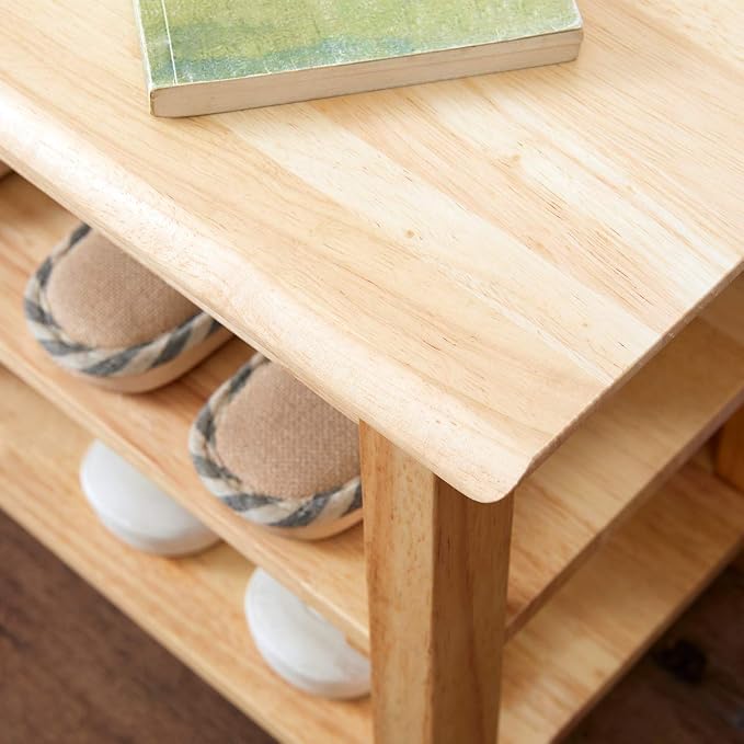 XKZG Shoe Storage Bench Wooden Shoe Rack Bench Simple Style Wood Entryway Bench (Natural,39.4")