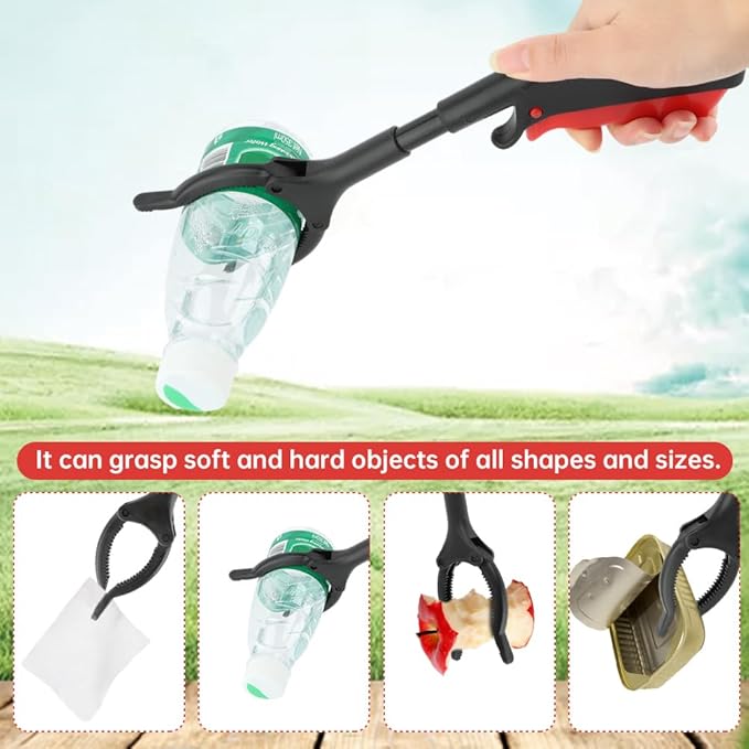 Trash Grabber Tool 4pcs 30cm 12inch Short Grabber Reacher Tool Claw Rubbish Tong Lightweight Portable Grabber for Adults Seniors Litter Pickers Black Red