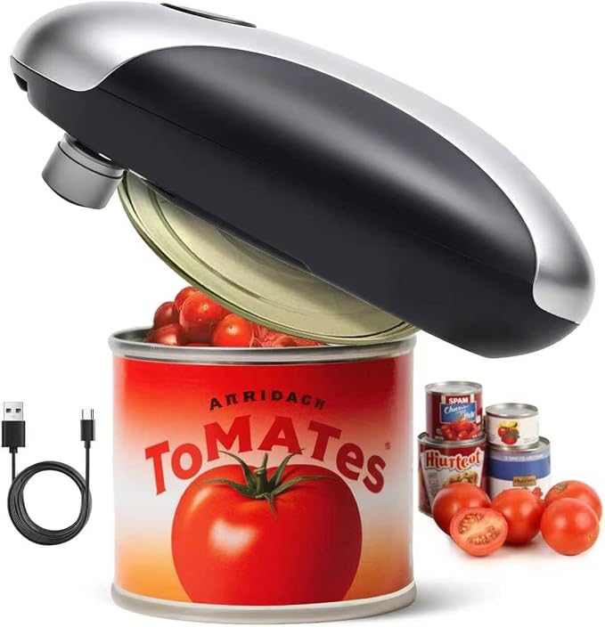 NOTUSIUY One-Touch Can Opener Electric with Rechargeable USB-C Fast Charge, The Popular Electric Can Openers for Senior, Kids, and Best Gift in Kitchen（silver）