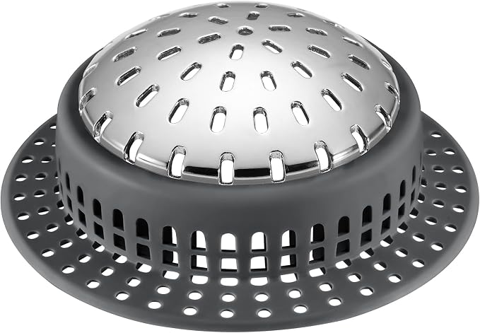 Aluvor Bathtub Drain Hair Catcher Shower Drain Cover Sink Drain Protector for Pop-Up & Regular Drains, Dark Gray