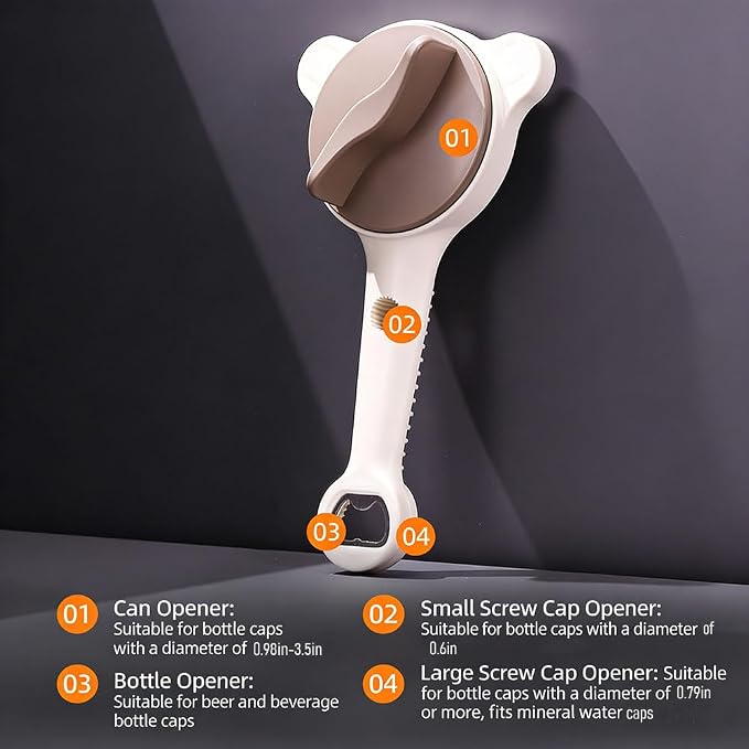 2026 New 4-in-1 Jar Opener ， Adjustable Stainless Steel ， Jar Openers for Seniors & Weak Hands ， Multifunctional Can Opener & Lid Opener for Jars, Bottles & Cans