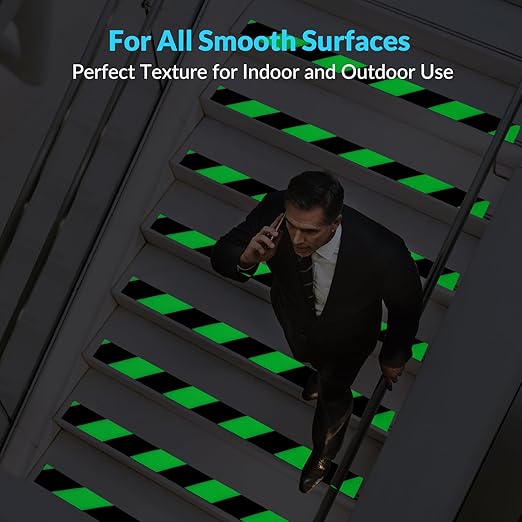 LifeGrip Anti Slip Traction Tape with Glow in Dark Green, 4 Inch x 38 Feet - Best Grip, Friction, Abrasive Adhesive for Stairs, Tread Step, Indoor and Outdoor, Green/Black (4 inch X 38 feet)