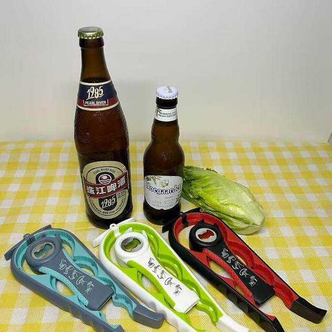 Multi-Function Bottle and Jar Opener, 6-in-1 Kitchen Tool,Glass Can Opener,Suitable for Kitchens and Dining Rooms,Can be Easily Opened by Women,Children and the Eldlely(Red)