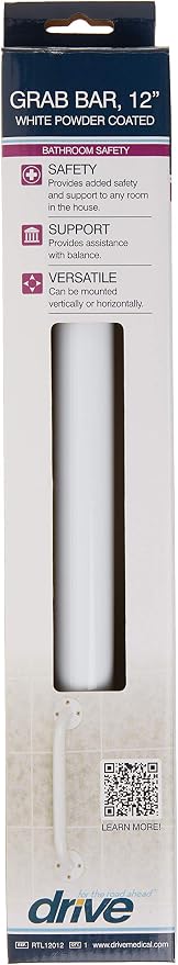 Drive Medical RTL12012 Powder-Coated Grab Bar, White, 1 Count (Pack of 1)