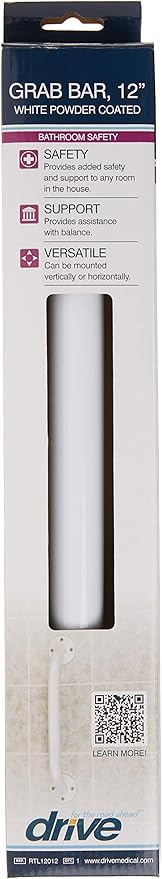 Drive Medical RTL12012 Powder-Coated Grab Bar, White (Pack of 2)