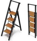 Step Ladder 4 Step Folding with Handle, Kitchen Step Stool for Adults, Aluminum Ladders for Home