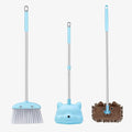 28'' Kids Mini Broom with Dustpan & Mop Set - Toddler Cleaning Toy, Toddler Household Helper, Parent-Child Interactive Play Cleaning Tool, Cute Cartoon Design, Small Safe Corner Broom (Blue)