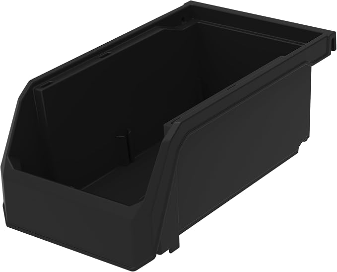 ReadySpace Plastic Containers for Organizing and Storage Bins for Drawers, Desks, Office Organization, and Garage, Stackable Bins, Small (3" x 7" x 4"), 12-Pack, Black