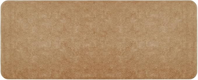 TYUU Bathroom Mat Quick Dry, Bathroom Rugs Non Slip Washable Thin Absorbent Bath Mat Fits Under Door Bathroom Floor Mat Perfect for Bath, Shower, or Sink 24"x60" Camel