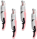 CORKAS Wine Key - Professional Handcrafted Heavy Duty Waiter Corkscrew, Compact Wine Opener with Double Hinged, Foil Cutter and Bottle Opener, Gifts for Severs, Sommelier, Bartenders (4Pack-Pink)