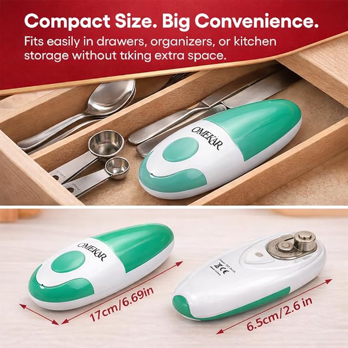Electric Can Opener, One-Touch Automatic Smooth Edge Can Opener for All Can Sizes, Battery Operated Hands-Free Kitchen Gadget for Seniors with Arthritis (Green)